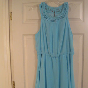 JESSICA SIMPSON AQUA CHIFFON LIKE BLOUSON DRESS